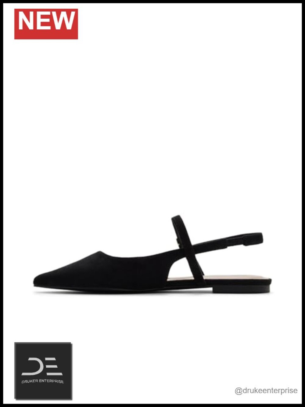 Vegan Slingback Flat Shoes - Pointy Toe Buckle